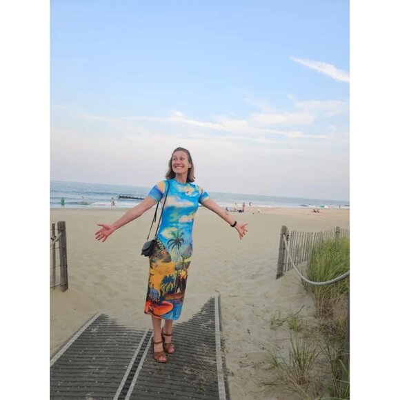 Stella Jean Beach Print Midi Dress size 40 (US 4-6) - Picture 6 of 8